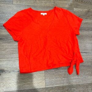 Madewell short sleeved tie front shirt